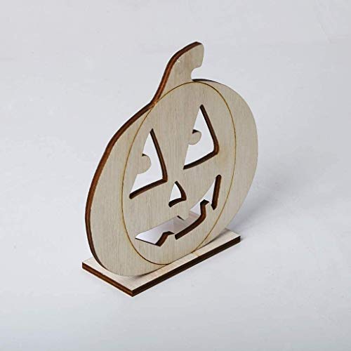 DIY placa de madera de la calabaza hueco collar de ornamento con LED de luz de la lámpara de caramelo Home Party Decor Suministros célula de la batería (incluido) DOISLL