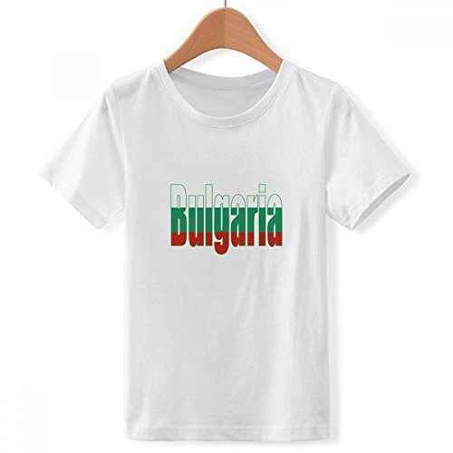 DIYthinker Bulgaria Nombre del país de la Bandera de Cuello Redondo Camiseta para Chico XXX-Grande