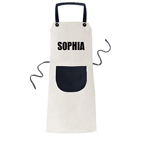 DIYthinker Nombre sofía Bulgaria Ciudad cocinar Bolsillo Mujeres Babero Ajustable Cocina Beige Delantal Hombres Regalo Chef 70cm x 67cm Negro