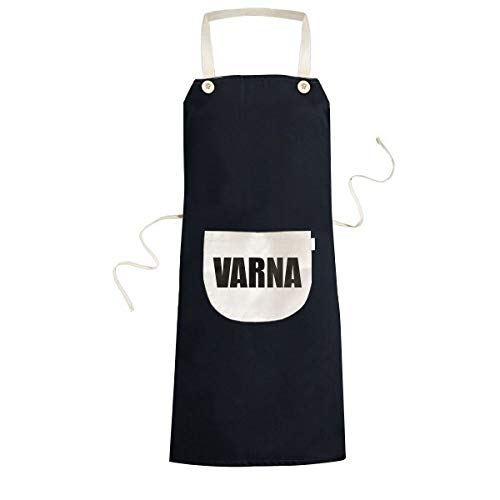 DIYthinker Nombre Varna Bulgaria Ciudad cocinar Bolsillo Mujeres Negro Cocina Ajustable Babero Delantal Hombres Regalo Chef 70cm x 67cm Negro