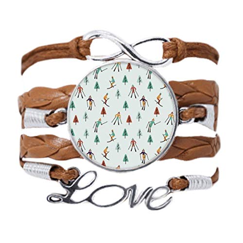 DIYthinker - Pulsera para deportes de invierno, diseño de atleta de esquí, ilustración de dibujos animados, cadena de amor, adorno de cuerda de regalo