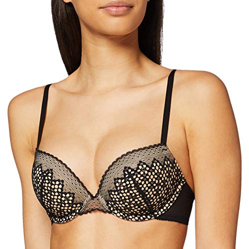 DKNY Intimates Nightfall-Sheer Lace Sujetador Push-up, Negro (Black/Skinny Dip Tl3), 70C (Talla del Fabricante: 32C) para Mujer