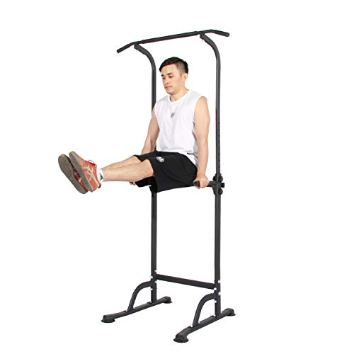 DlandHome Power Tower Estación de Fondos Barra de Tracción o Estación de Musculación Ajustable, Silla Romana para Dips con Barra para dominadas Style a