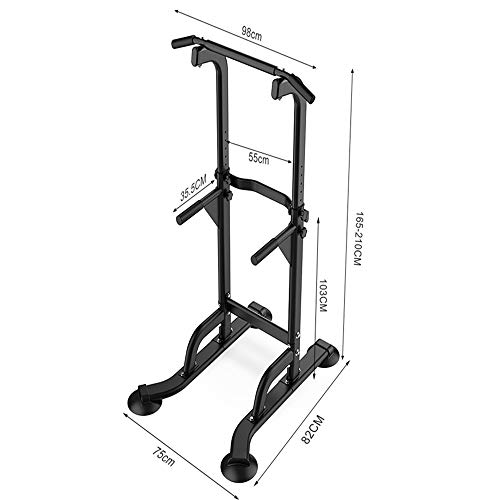 DlandHome Power Tower Estación de Fondos Barra de Tracción o Estación de Musculación Ajustable, Silla Romana para Dips con Barra para dominadas Style a