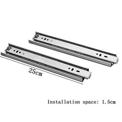 DMKJ Acero Inoxidable Cajón de Diapositivas, Apartado tercero Libre de Ruido de Tren de Escritorio de la computadora del Canal Inclinado Armario Gabinete Rueda de Rodillo Polea 8.14 (Size : 25cm)