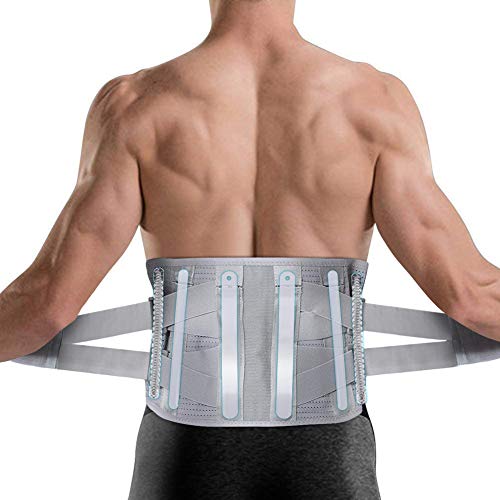 DOACT Faja Lumbar para Hombres Mujeres, Cinturón de Apoyo Lumbar con Correas de Compresión Ajustables para Alivio del Dolor en Parte Baja de Espalda L(37"-47")