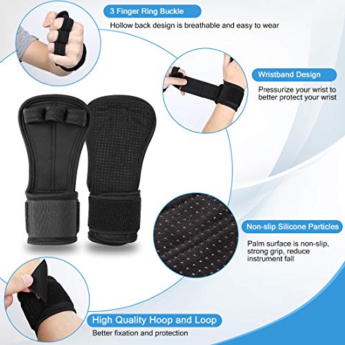 DOACT Guantes Muñequera Gimnasio para Crossfit, Gym Hombre y Mujer Guantes Transpirable con Protección Completa de Muñeca y Palma, Antideslizante Guantes para Levantamiento de Pesas, Mancuernas (M-L)