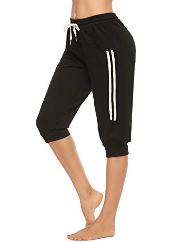 Doaraha 3/4 Pantalones Deporte para Mujer Pirata Pantalón Casuales Capri Deportivos con Cordón para Yoga,Correr,Fitness,Danza,Running