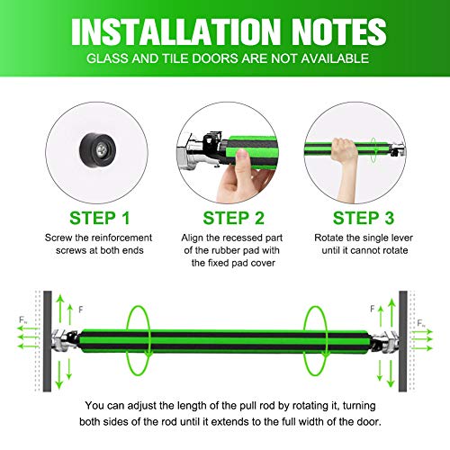 DOBEN - Barra de dominadas Profesional, telescópica, para Puerta, con Almohadilla para Las Manos, Color Verde, tamaño 85-130CM, 4.85, 33.46 x 1.97 x 1.97inches