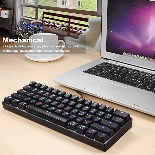 Docooler MOTOSPEED CK61 Teclado mecánico para Juegos RGB Interruptores Azules OUTMU Teclado 61 Teclas Anti-Efecto Fantasma con luz de Fondo para Juegos Negro