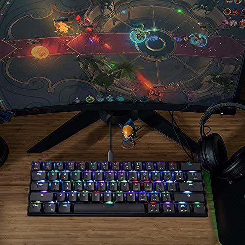 Docooler MOTOSPEED CK61 Teclado mecánico para Juegos RGB Interruptores Azules OUTMU Teclado 61 Teclas Anti-Efecto Fantasma con luz de Fondo para Juegos Negro