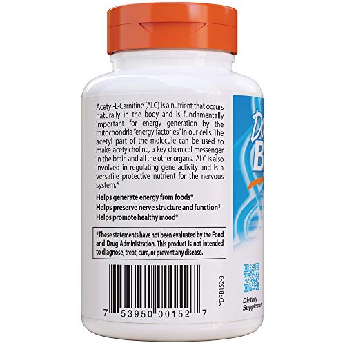 Doctor's Best Acetyl L-Carnitine with Biosint Carnitines, 500mg - 120 vcaps 120 unidades 140 g