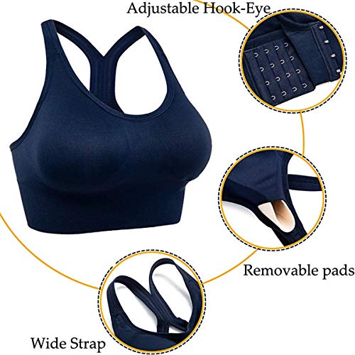 DODOING brasier deportivo sin costuras para mujer, de alto impacto, para yoga, gimnasio, entrenamiento, fitness, actividad, espalda cruzada, sujetadores acolchados 2# Azul S