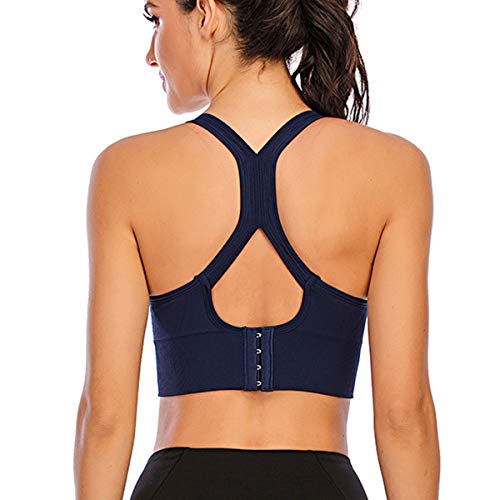 DODOING brasier deportivo sin costuras para mujer, de alto impacto, para yoga, gimnasio, entrenamiento, fitness, actividad, espalda cruzada, sujetadores acolchados 2# Azul S