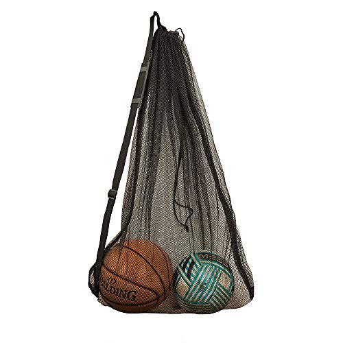 DoGeek Bolsa de Viaje de Malla Impermeable Grande, Bolsa de Deporte de Alta Resistencia, Bolso de Baloncesto, Voleibol, fútbol, Bolsa de Almacenamiento con cordón (Negro)