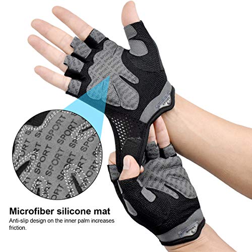 Dokpav Guantes Gimnasio Hombre Mujer, Gym Guantes Transpirable con Protección Completa de Muñeca y Palma, Antideslizante Guantes Crossfit para Levantamiento de Pesas, Musculación, Fitness (Negro-M)