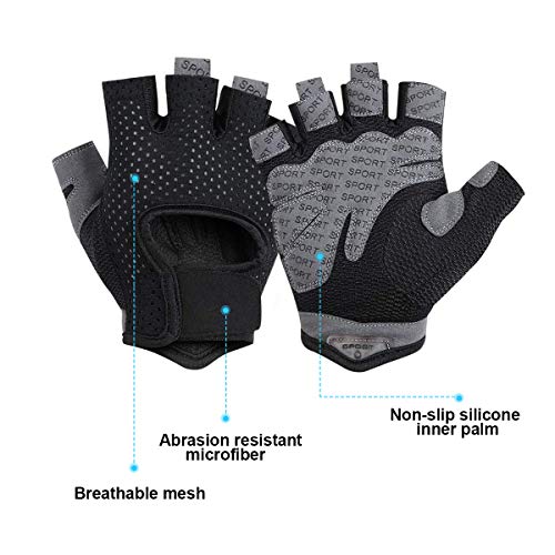 Dokpav Guantes Gimnasio Hombre Mujer, Gym Guantes Transpirable con Protección Completa de Muñeca y Palma, Antideslizante Guantes Crossfit para Levantamiento de Pesas, Musculación, Fitness (Negro-M)