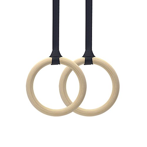 Dos anillos olímpicos de gimnasia de madera, ajustables, de crossfit, gimnasio, entrenamiento de fuerza