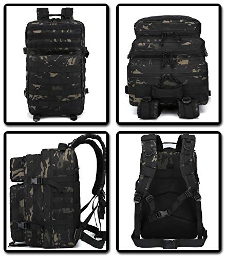 Doshwin Mochila Táctica Militar Tactica Molle Impermeable para Mujer Hombre / 40L (CP Negro)