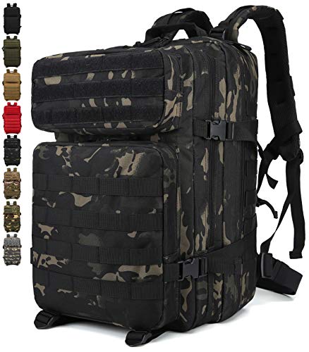 Doshwin Mochila Táctica Militar Tactica Molle Impermeable para Mujer Hombre / 40L (CP Negro)