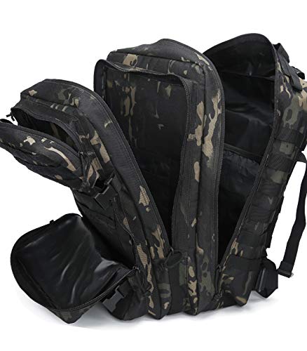 Doshwin Mochila Táctica Militar Tactica Molle Impermeable para Mujer Hombre / 40L (CP Negro)