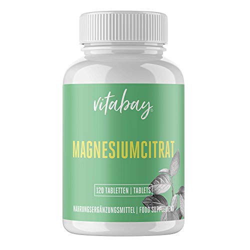 Dosis altas de citrato de magnesio - 120 tabletas veganas - proporciona 200 mg de magnesio puro por tableta