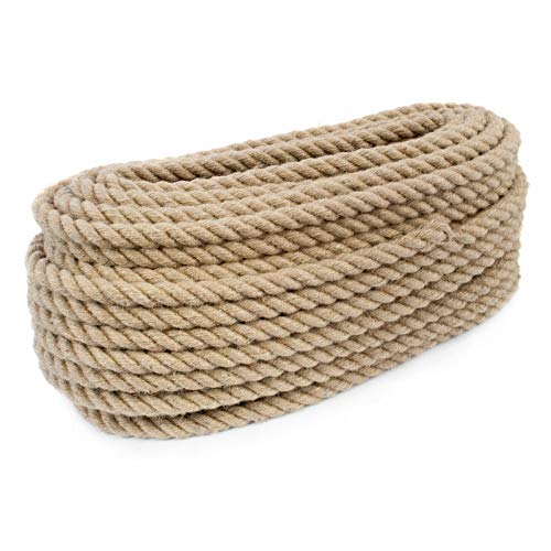 DQ-PP CUERDA DE YUTE | Longitud 10m | Grosor 22mm | Cuerda de Fibra 100% Natural Marrón | Cuerdas decorativa | Decoracion de bricolaje | Macramé | Accesorios de Jardin