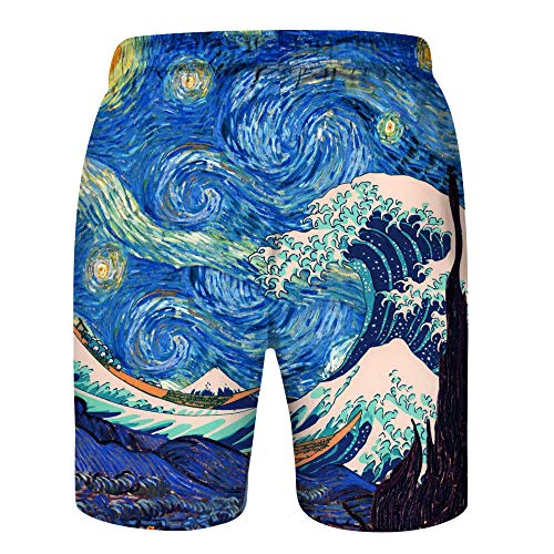 DREAMING-Sea Wave Digital Printing Pantalón De Playa para Padres E Hijos Pantalones Cortos Deportivos para Vacaciones De Ocio para Hombre Adult-XL