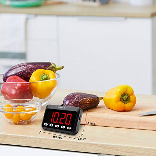 DreamSky Temporizador Digital para Cocina con Alarma Potente, Pantalla Grande con Números Rojos, Cuenta Regresiva y Progresiva, a Pilas, Cocinar, Fácil de Usar