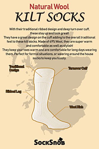 Drew Brady vendido por calcetín snob Crema para hombre mezcla de lana falda escocesa boda noche vieja Calcetines (Kilt)
