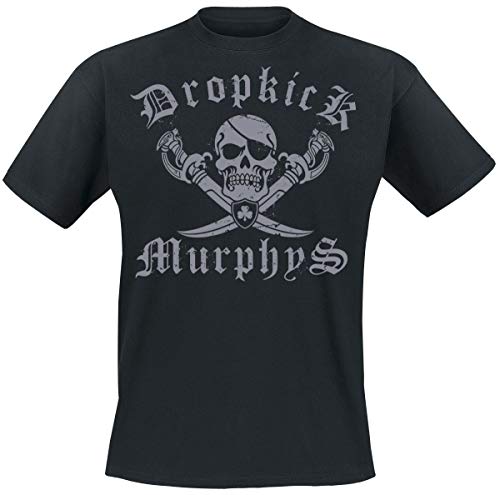 Dropkick Murphys Jolly Roger Hombre Camiseta Negro L, 100% algodón, [Effekte/Besonderheiten] + Regular