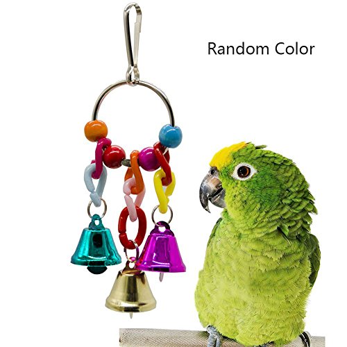 Dsaren Juguetes para Pájaros Colorful Columpio para Loros Accesorios Jaula Pajaros Bite Toy con Campanas para Periquitos, Cockatiels, Africana Greys Loros, Paquete de 3 (Colores aleatorios)