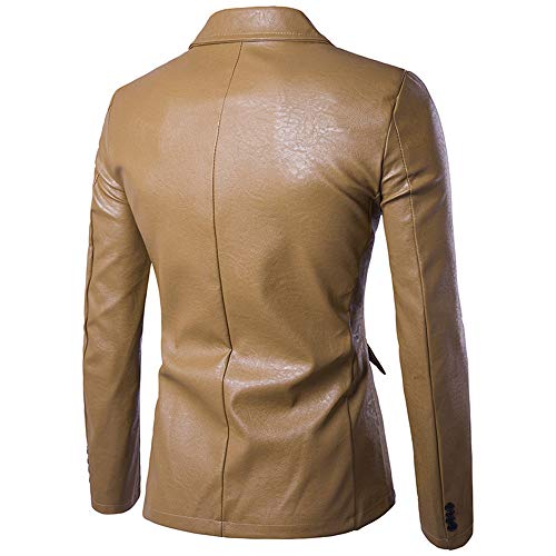 DuangDuang - Chaqueta de piel sintética para hombre Verde caqui M