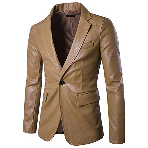 DuangDuang - Chaqueta de piel sintética para hombre Verde caqui M