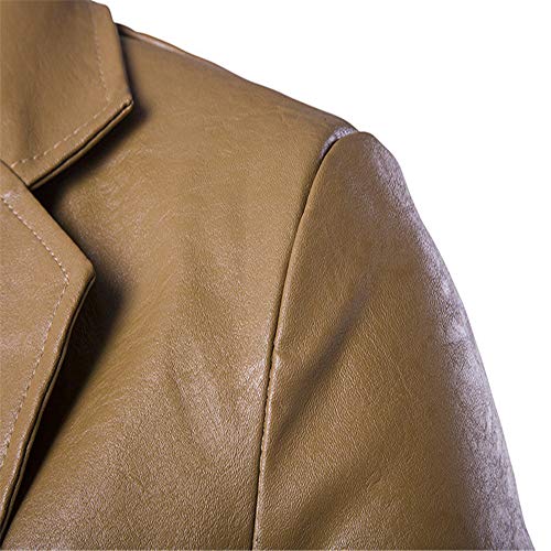 DuangDuang - Chaqueta de piel sintética para hombre Verde caqui M