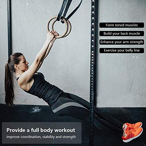 Ducomi Anillas de Gimnasia de Madera con Correas Ajustables – Entrenamiento para Gimnasio, casa, Crossfit, Atletismo y Fitness – Carga Máxima 365 kg – potenciamiento Muscular, Pull Up y dominadas