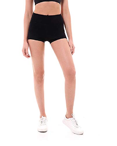 Ducomi LAX Pantalones Cortos Deportivos para Mujer - Pantalons Cortos de Fitness para Yoga, Gimnasia, Carrera y Crossfit - Leggings Cortos Ajustados, Cintura Alta - Linda Caja de Leche (Negro, M)