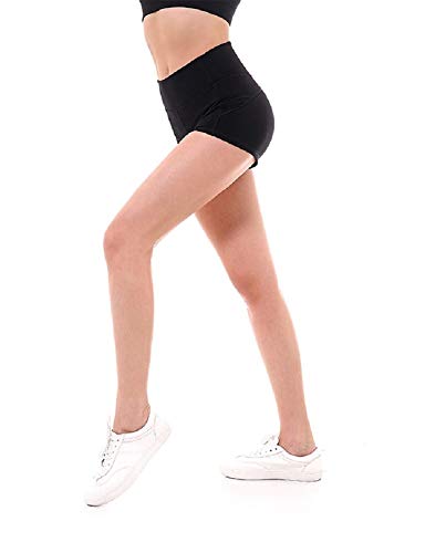 Ducomi LAX Pantalones Cortos Deportivos para Mujer - Pantalons Cortos de Fitness para Yoga, Gimnasia, Carrera y Crossfit - Leggings Cortos Ajustados, Cintura Alta - Linda Caja de Leche (Negro, M)