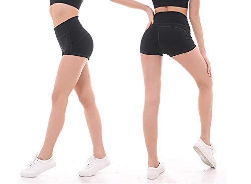 Ducomi LAX Pantalones Cortos Deportivos para Mujer - Pantalons Cortos de Fitness para Yoga, Gimnasia, Carrera y Crossfit - Leggings Cortos Ajustados, Cintura Alta - Linda Caja de Leche (Negro, M)
