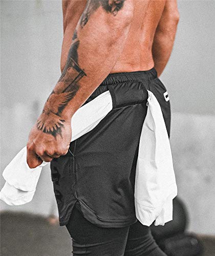 Ducomi Pantalones de Fitness para Hombre + Leggings de Compresión Running 2 en 1 - Pantalones Largos y Shorts de Gimnasia - Calzado Deportivo Ligero para Correr, Deporte y Baloncesto (Negro, EU L)
