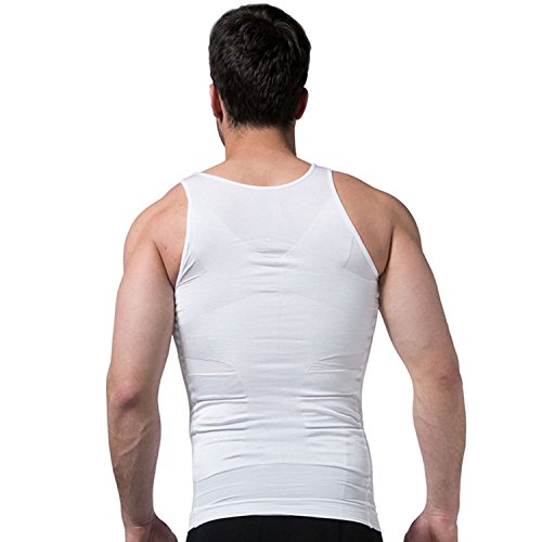 Ducomi Slimshaper - Chaleco para Hombre - Ropa Interior de Efecto Adelgazante Elástico y Formar para el Vientre y la Pérdida de Peso y Grasa - Previene el Dolor de Espalda y Lumbares (Blanco, M)