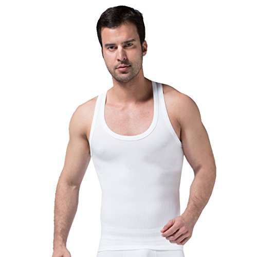 Ducomi Slimshaper - Chaleco para Hombre - Ropa Interior de Efecto Adelgazante Elástico y Formar para el Vientre y la Pérdida de Peso y Grasa - Previene el Dolor de Espalda y Lumbares (Blanco, M)