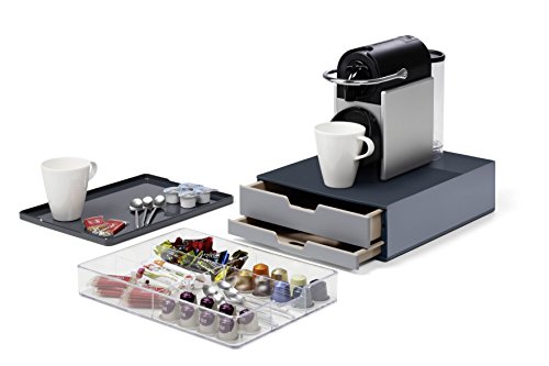 Durable 338358 Coffee Point Box S-Caja de almacenaje con 2 cajones, té, estación de café o Cocina de Oficina, Color Gris, Antracita