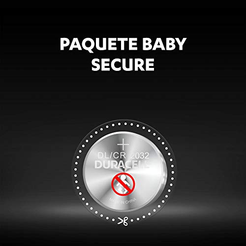 Duracell Pilas de botón de litio 2032 de 3 V, paquete de 2, con Tecnología Baby Secure, para uso en llaves con sensor magnético, básculas, elementos vestibles, dispositivos médicos DL2032/CR2032