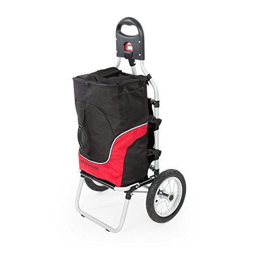 Duramaxx Carry - Carrito Remolque para Bicicleta, Carga hasta 20 kg, Bolso Desmontable con Cremallera, Neumáticos de 12 Pulgadas, Instalación práctica, Protección Lluvia, Descarga rápida, Rojo