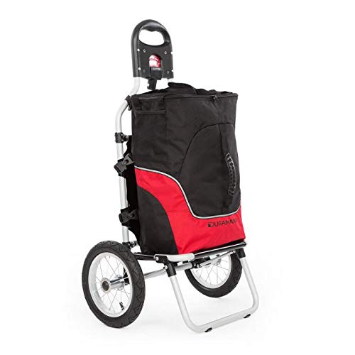 Duramaxx Carry - Carrito Remolque para Bicicleta, Carga hasta 20 kg, Bolso Desmontable con Cremallera, Neumáticos de 12 Pulgadas, Instalación práctica, Protección Lluvia, Descarga rápida, Rojo