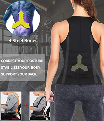 DUROFIT Trajes de Sudoración para Fitness Mujer Chaleco Sauna Adelgazante Faja Abdominal Reductora Cinturón de Entrenamiento con Cinturones Dobles Negro M