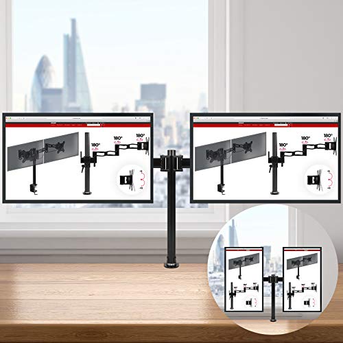 Duronic DM252 Soporte para 2 Monitores de 13" a 27" Pulgadas con Doble Brazo - Altura ajustable - Giratorio, Inclinable - Soporte para 2 Pantallas compatible con TV LED LCD de 8 Kg Máx.
