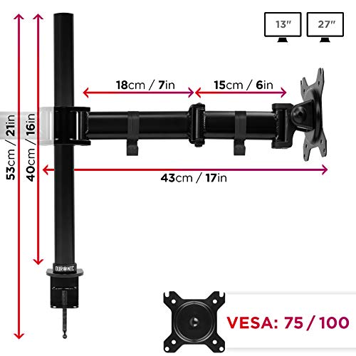 Duronic DM252 Soporte para 2 Monitores de 13" a 27" Pulgadas con Doble Brazo - Altura ajustable - Giratorio, Inclinable - Soporte para 2 Pantallas compatible con TV LED LCD de 8 Kg Máx.