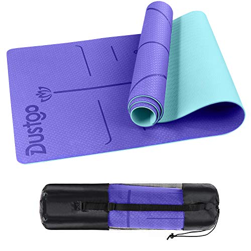 Dustgo 【Promoción】 Esterilla Yoga Colchoneta de Yoga Antideslizante con Material ecológico TPE con líneas corporales Yoga Mat diseñado para Entrenamiento y Entrenamiento físico